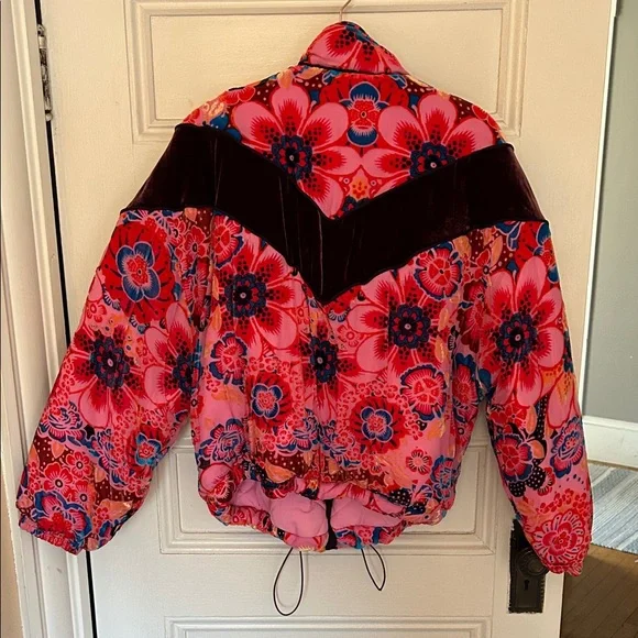 Free People Floral Puffer Jacket - Pink and Red - Picture 4 of 6